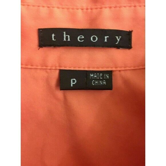 Theory Womens Coral Orange Long Sleeve Work Career Dress Shirt Top P Xs Small - Picture 5 of 6